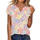 thumbnail image 1 of Camiseta de Manga Corta de Verano para Mujeres Moda Cuello en V Casual Color Sólido Poliéster Uso Diario, 1 of 7