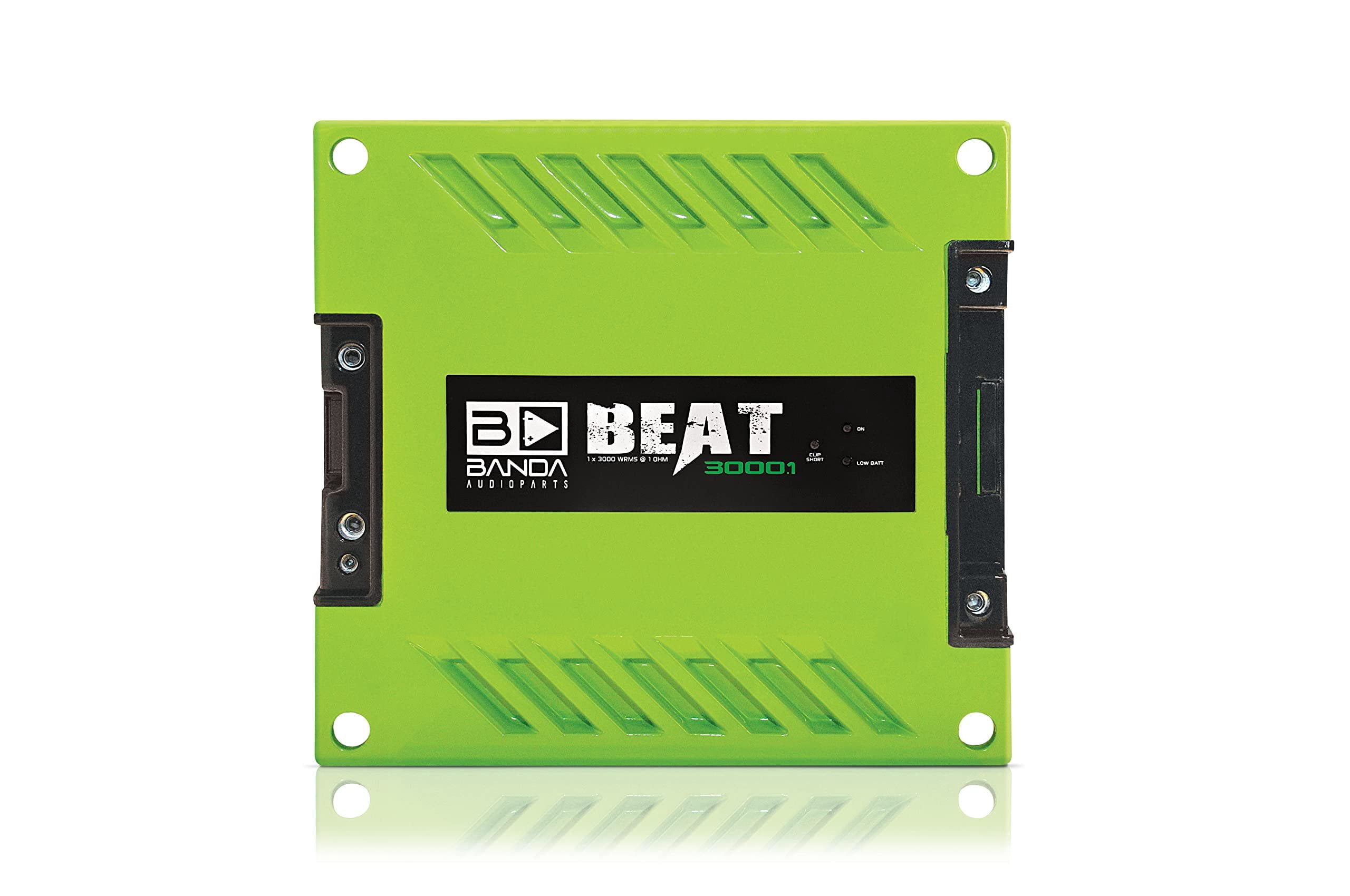 High Power Vehicle Audio Mono Bass Amplifier w/Subsonic Filter and Low Pass Filter Stable at 1 ohm GREEN