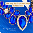 thumbnail image 3 of Royal Blue Size 9 AdDRESSingMe Glam Flip Flops With Rhinestones For Women, 3 of 8