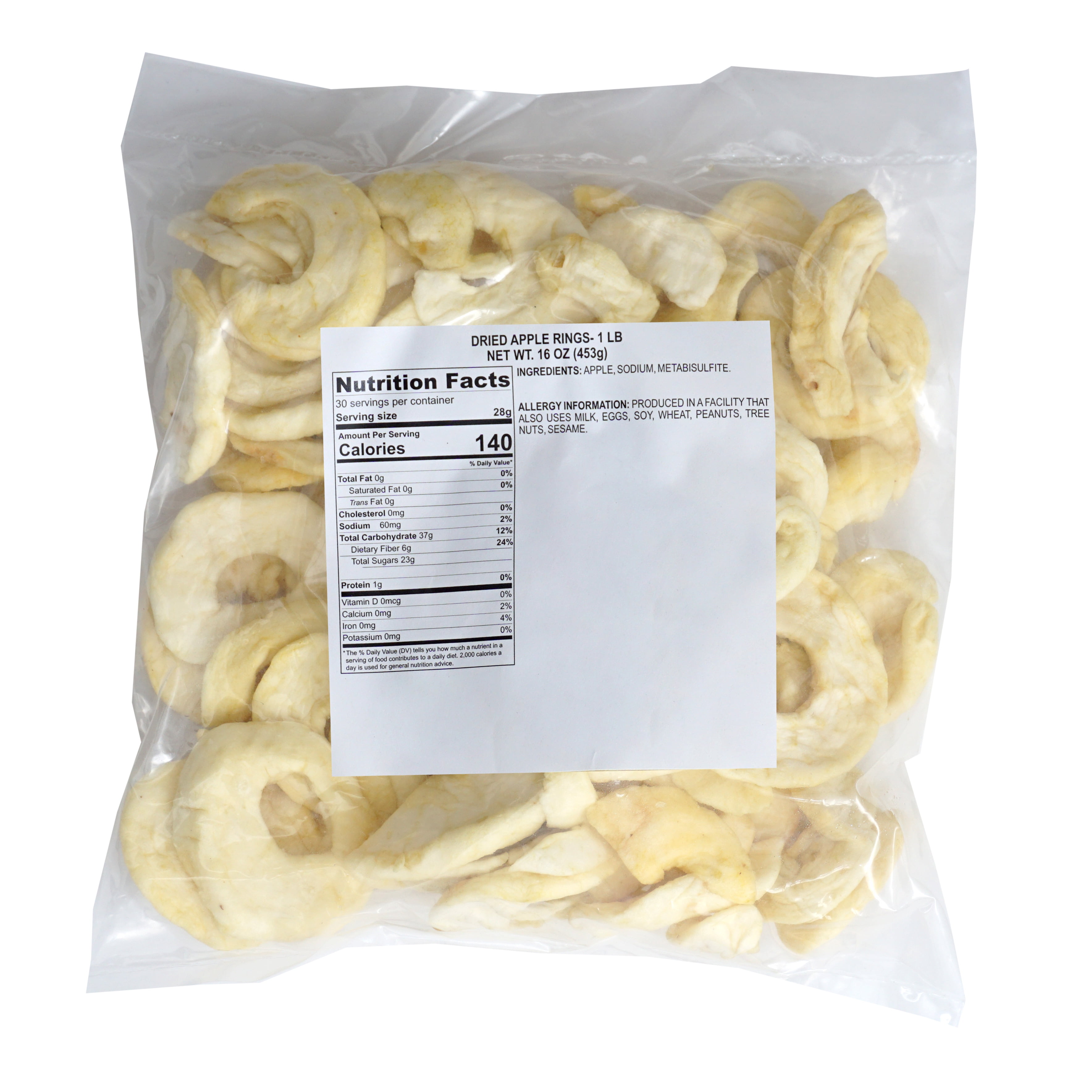 Dried Apples, 1 Pound Bag Dried Apple Slices, Dehydrated Apples Rings, Dried Fruit, The Hampton Popcorn & Candy Company