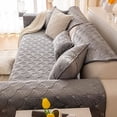thumbnail image 3 of XmhyTop Super Soft Velvet Quilted Sofa Couch Covers Non-Slip Sectional Couch Cover Leaf Pattern Plush Sofa Slipcover Furniture Protector for Pets Kids Children Dog Cat (Grey B,36"x70"), 3 of 5