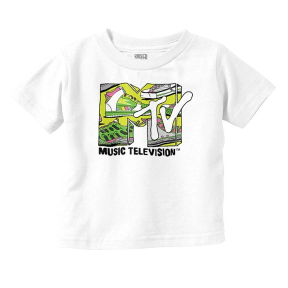 Cool Retro MTV Sneaker Print Logo Toddler Boy Girl T Shirt Infant Toddler Brisco Brands 6M