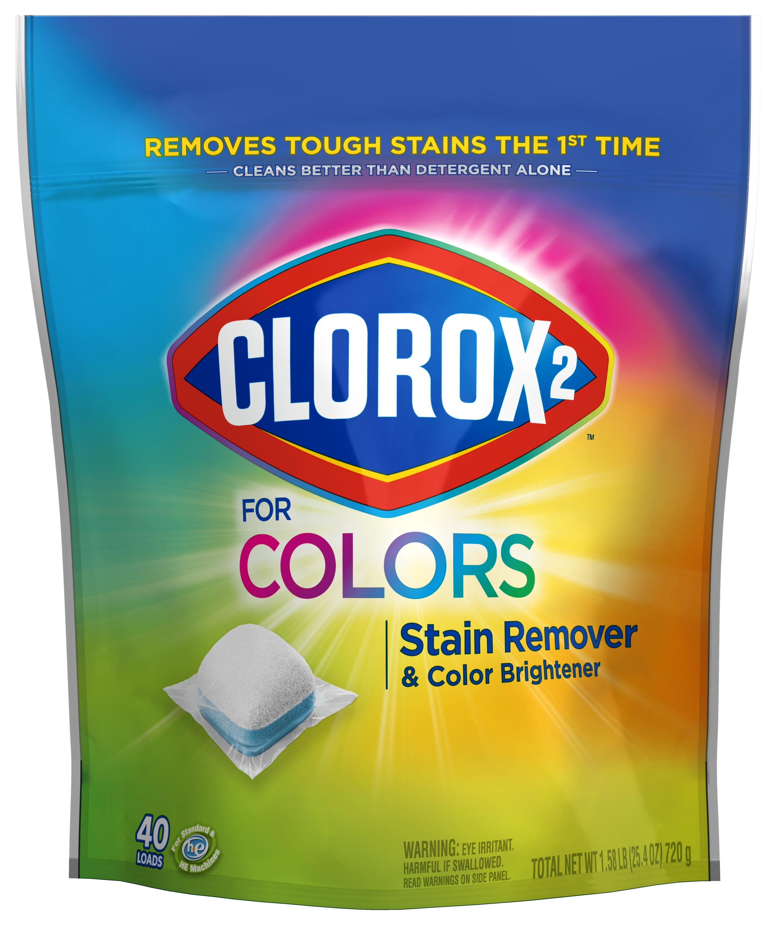 Clorox 2 for Colors Stain Remover and Color Brightener Packs, 40 Count