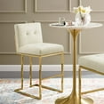 thumbnail image 2 of Bar Stool Chair Barstool, Velvet, Metal Steel, Gold Ivory White, Modern Contemporary Urban Design, Bar Pub Cafe Bistro Hotel Restaurant Hospitality, 2 of 8