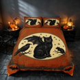 thumbnail image 2 of Homewish Vintage Black Cat Duvet Cover Queen, Halloween Crow Queen Bedding, Orange Cream Black Green, Black Reversible 3-Piece, 1 Duvet Cover and 2 Pillowcases, 2 of 7