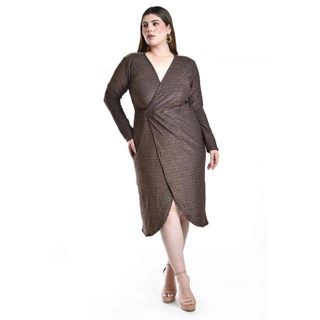 Vestido elegante con brillos Roman Fashion /Tallas Extras, 4302 (Cobre) cafe 42