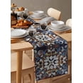 thumbnail image 6 of Orange Blue Ethnic Table Runner 72 Inches, Rustic Boho Flowers Impressionist Bed Runner Dresser Scarves Tabletop for Indoor Outdoor Parties/Ceremony/Banquet, 13" x 72", 6 of 8