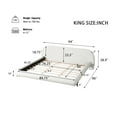 thumbnail image 6 of King Size Bed Frame with Boucle Upholstery, Curved Design & Thick Headboard - Sturdy Steel & Solid Wood Construction, White Platform Bed, 6 of 9