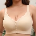 thumbnail image 7 of VISALY Front Closure Bras Supportive Wireless Brasseamless Bra Oversize Bras for Women Breathable No Underwire Support Bralettes Everyday Bras Full Coverage Bras Lounge Bras Comfortable Bras Beige L, 7 of 7