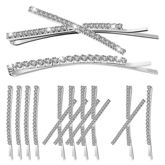 12 Pieces Silver Rhinestone Hairpins for Stylish and Decorative Hair Accessories, Unbranded Set