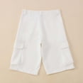 thumbnail image 5 of Gunia Toddler Boys Uniform Shorts For School Twill Casual Cargo Shorts Comfortable Stretch Everyday Trousers For School Play Wear Soft Preppy Bottoms White 4-5 Years, 5 of 9