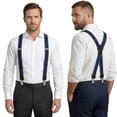 thumbnail image 2 of FEDPOP Men's Heavy Duty X-Back Suspenders with Metal Clips Black & Blue Strips, 2 of 5