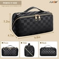 thumbnail image 6 of SUOSDEY 2 in 1 Crossbody Makeup Bag,Travel Luxury Leather Cosmetic Bag Organizer Set(Black,Checkerboard pattern), 6 of 7
