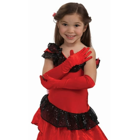 Halloween Red Child Satin Gloves