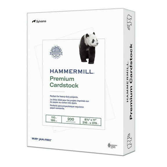 Hammermill Premium 110 lb. Cardstock Paper 8.5" x 11" Blue/Green/Red/Yellow 200 Sheets/Ream (168390R