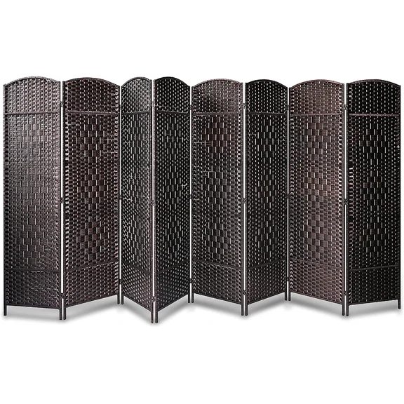 Indoor Decorative 8-Panel Screen - Freestanding Wide Room Divider, Double Side Woven Fiber Divider, Better Privacy Screen