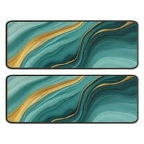 Kitchen Rugs Sets Of 2,Teal Gold Marble Pattern Anti Fatigue Kitchen Mat Rugs Non Slip Washable,Decorative Kitchen Floor Mats for Kitchen,Sink,Laundry,17"x47" 17"x47"