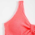 thumbnail image 4 of WCMZJ Women One Piece Swimsuit Solid Ribbed Textured Monokini Swimwear V Neck Low Back Bathing Suit Pink M, 4 of 4