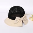 thumbnail image 6 of CoCopeaunts Summer Bucket Hat for Women Split Brim Bow Decor Dome Mesh Basin Hat Anti UV Two-Color Patchwork Fisherman Hats, 6 of 8