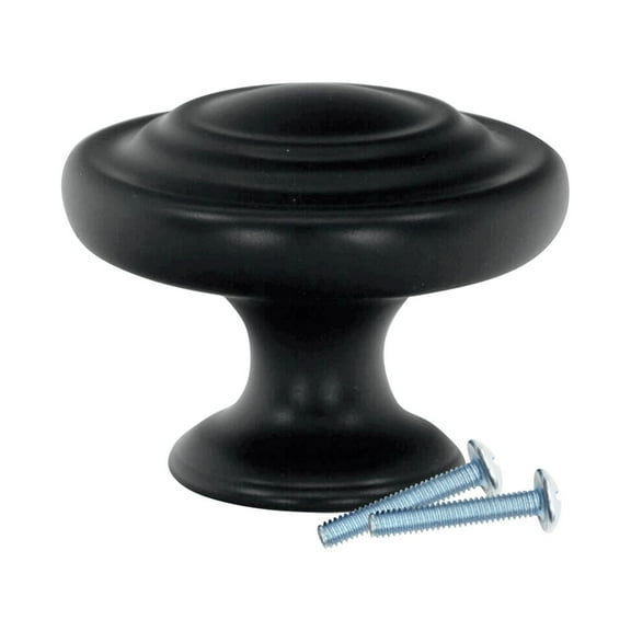 5 Pack Saturn Ring Classic Metal Flat Black Cabinet Knob 1-11/32 (34mm)