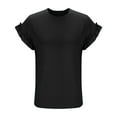 thumbnail image 7 of Scyoekwg Summer Short Sleeve Shirts for Women Dressy Casual Round Neck Solid Color Tunic Shirts Loose Blouses (Black,XL), 7 of 7