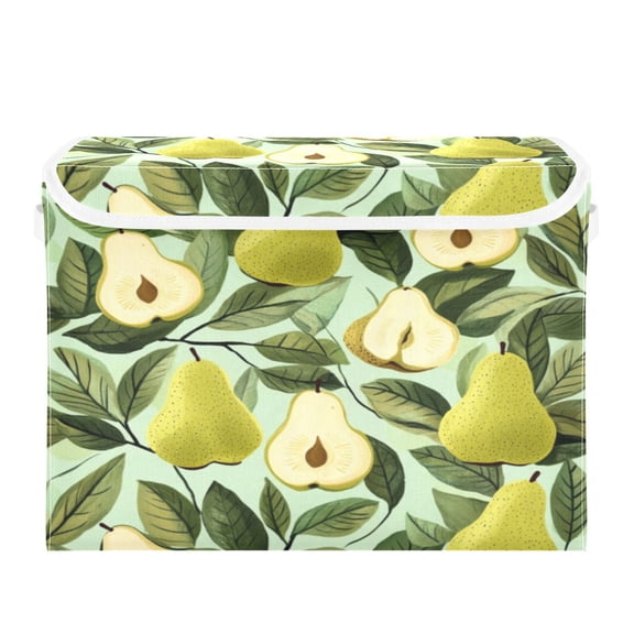 Storage Box With Lid 16.5x12.6x11.8In Foldable Stacked Household Storage Box Green Pear