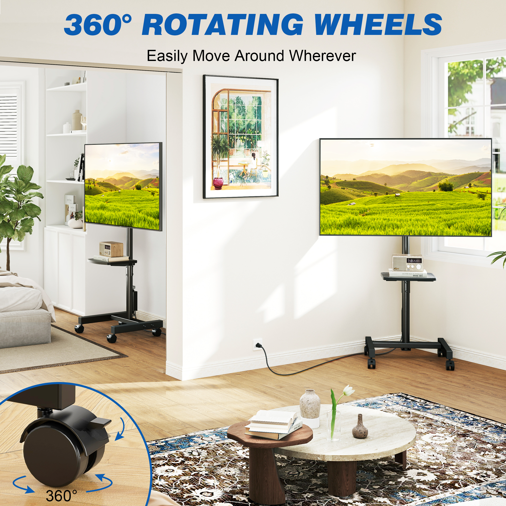 RTVR Rolling TV Stand with Power Outlet for 13-50 inch TVs photo 4