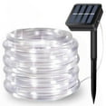 thumbnail image 4 of ZOELNIC 40ft 100LEDs Christmas Solar Powered Rope Tube String Lights Strip Outdoor Garden Xmas Tree Holiday Decor Fairy Lights, White, 4 of 12
