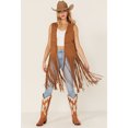 thumbnail image 2 of Fornia Women's Fringe Faux Suede Vest Camel X-Large  US, 2 of 4