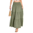 thumbnail image 6 of Women's Tiered Layered Smock High Stretch A-Line Flowy Long Maxi Skirt with Pockets, 6 of 8