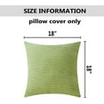 thumbnail image 5 of Throw Pillow Covers 18x18 Set of 2 Super Soft Corduroy Striped Pillow Covers Summer Decor Cushion Covers for Couch Bedroom, 18 x 18 inch, Apple Green, 5 of 13