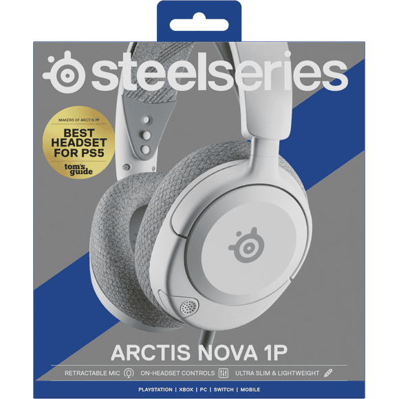 Refurbished SteelSeries Arctis Nova 1P Gaming Headset, Nova Acoustic System, ClearCast Gen 2 Noise-Cancelling Mic, Ultra-Lightweight Comfort, White