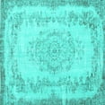 thumbnail image 1 of Ahgly Company Machine Washable Indoor Square Persian Turquoise Blue Traditional Area Rugs, 7' Square, 1 of 4
