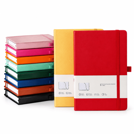 Assorted Colors 10-Pack A5 Lined Hardcover Notebooks for Writing Work and Journaling