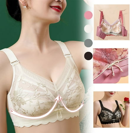 Itsame 1PC Bras for Women s Full Support Everyday Casual Bra Set Tie Front Wireless Comfort Bralette Hot Pink Size 4XL