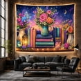thumbnail image 6 of Books and Roses Against Starry Night Sky Whimsical Fantasy for Book Lovers, Magical Library Decor, Birthday Gift, Tapestry Wall Hanging for Bedroom and Living Room, 6 of 7