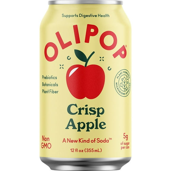 Pack of 2 Olipop Prebiotic Soda - Crisp Apple, 12 oz (Package May Vary)