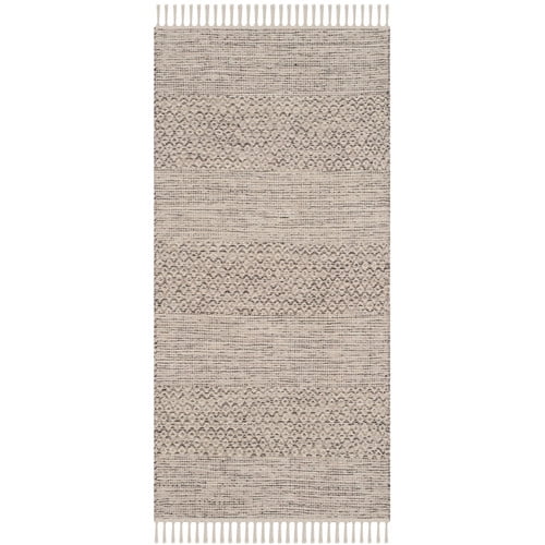 Safavieh Montauk Collection MTK330M Handmade Tassel Cotton Area Rug, 4' x 6', Ivory / Steel Grey