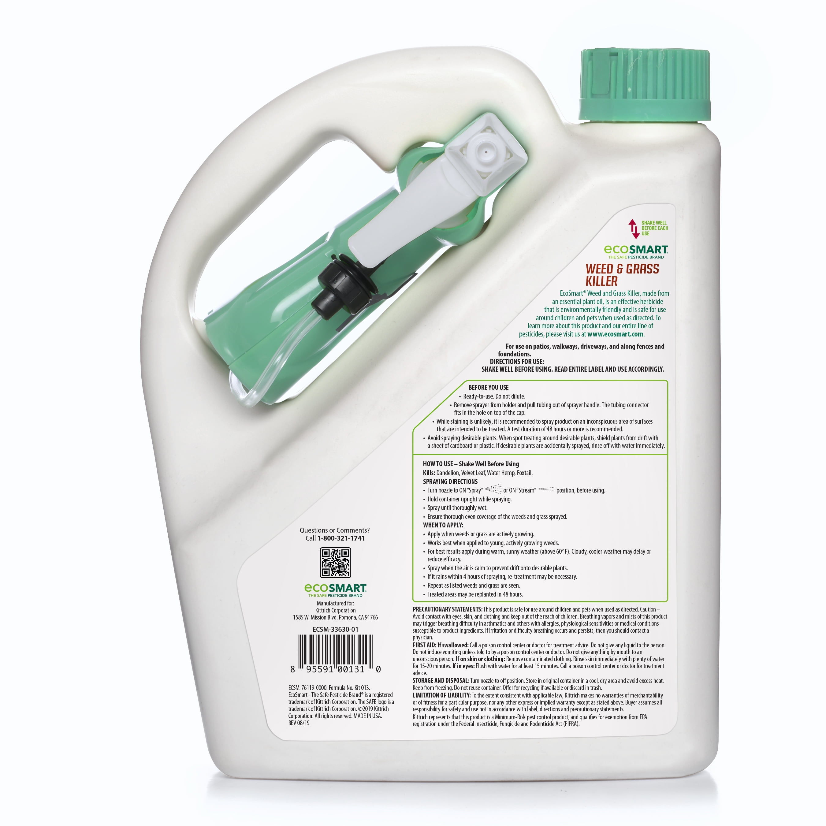 EcoSmart Natural, Glyphosate-Free Weed and Grass Killer 64 Ounce Ready-to-Use Spray Bottle
