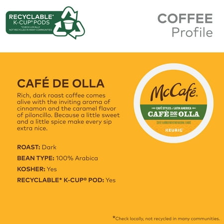 McCafe, Café Styles of Latin America Café de Olla Dark Roast K-Cup Coffee Pods, 10 Count