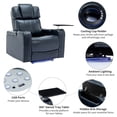 thumbnail image 5 of Home Theater Seating Recliner Sofa, PU Leather Power Recliner Chair with USB Ports, Bluetooth Speaker, Tray Table, LED Lights, Cooling Cup Holder and Arm Storage for Living Room, Blue, 5 of 9