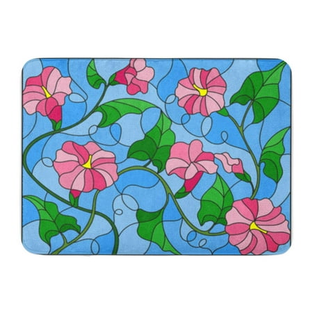 Cor Blue In Stained Glass Flowers Loach Pink And Leaves Doormat Floor Rug Bath Mat 30x18 Inch Canada - Stained Glass Flowers Cor Blue In Stained Glass Flowers Loach Pink And Leaves Doormat Floor Rug Bath Mat 30x18 Inch Canada - Stained Glass Flowers