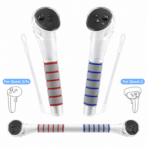 VR Accessories Handle Attachments for Meta Ouclus Quest3/Quest3S, Dual Handles and Long Stick Handle Extension Grips to Play Multiple VR Games, Gorilla Tag Long Arms Grips Beat Saber Golf Club