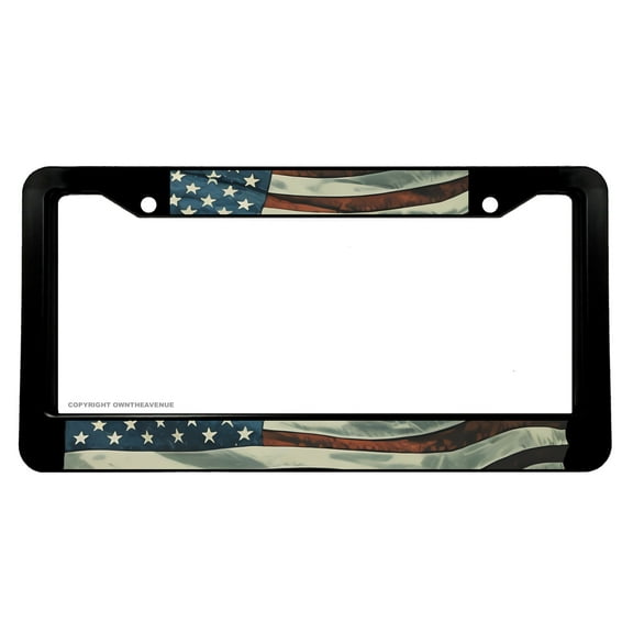 Vintage Style USA American Flag Old School License Plate Frame