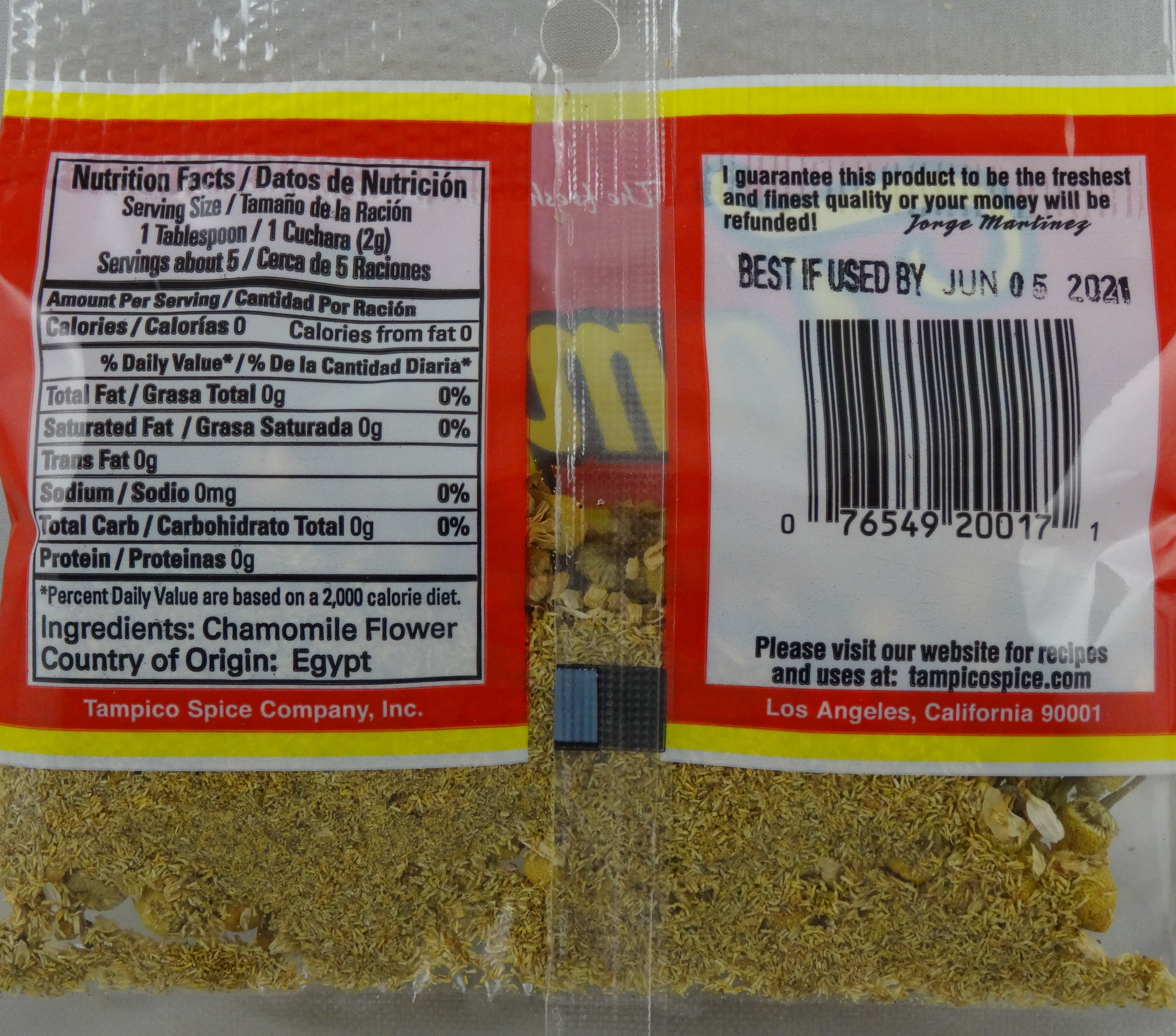 Tampico  Manzanilla Tea Net Weight 0.375 oz
