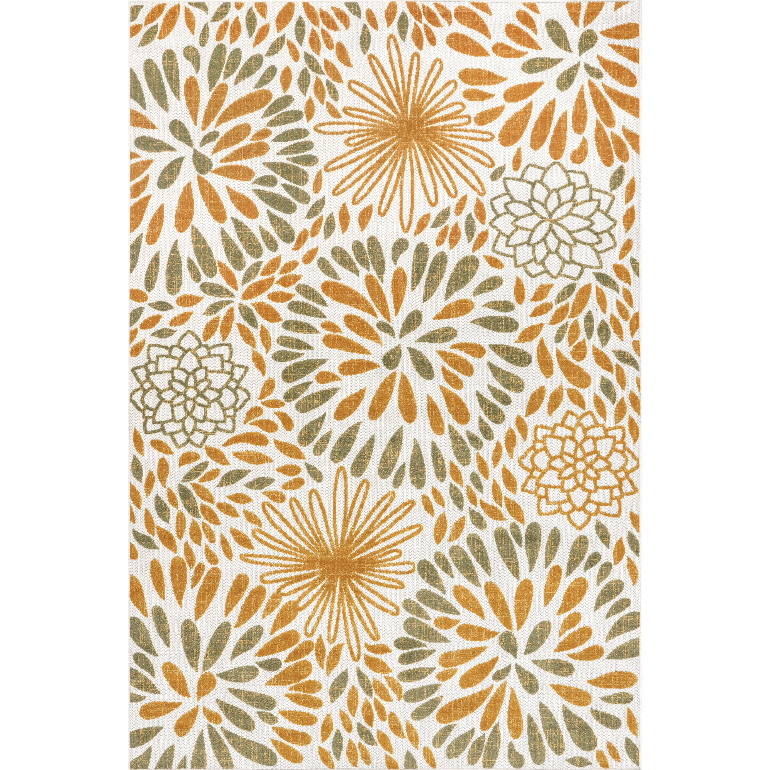 nuLOOM Monique Floral Indoor/Outdoor Orange 5' x 8' Modern Area Rug
