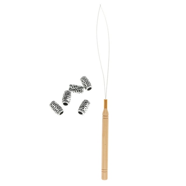 SM SunniMix - 5 cuentas decorativas para trenzar rastas + gancho para tirar del alambre 02