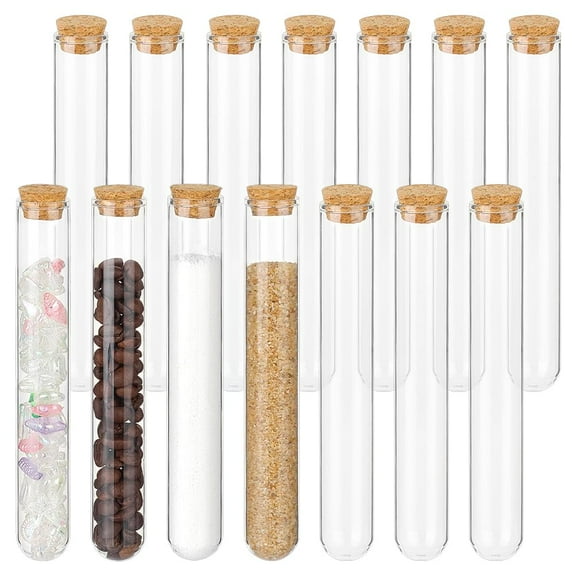 15Pcs 60ml Glass Tube with Cork Stopper 6.12x0.87Inch Glass Test Tube Bottles DIY