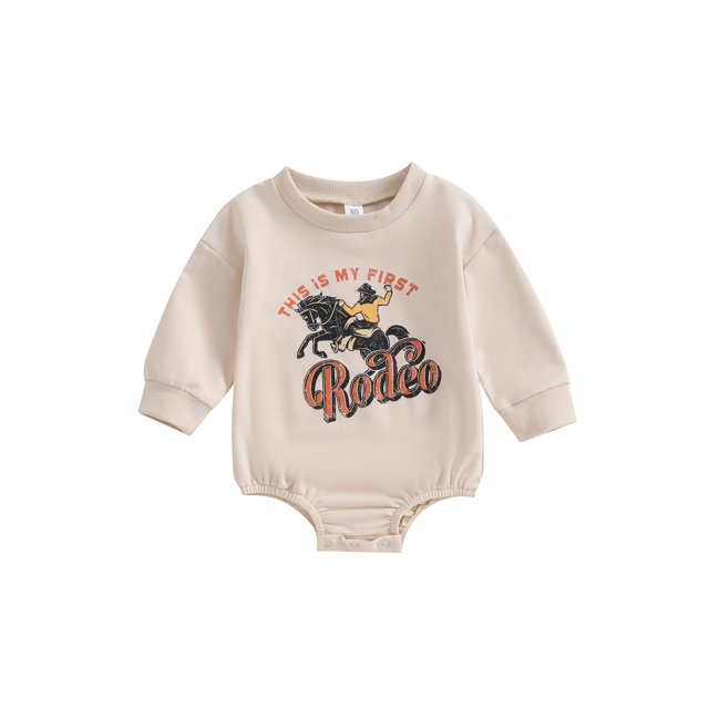 ZAXARRA Barboteuse Western pour Nouveau-Né Garçon Manches Longues Col Rond Imprimé Cowboy Vêtements d'Automne
