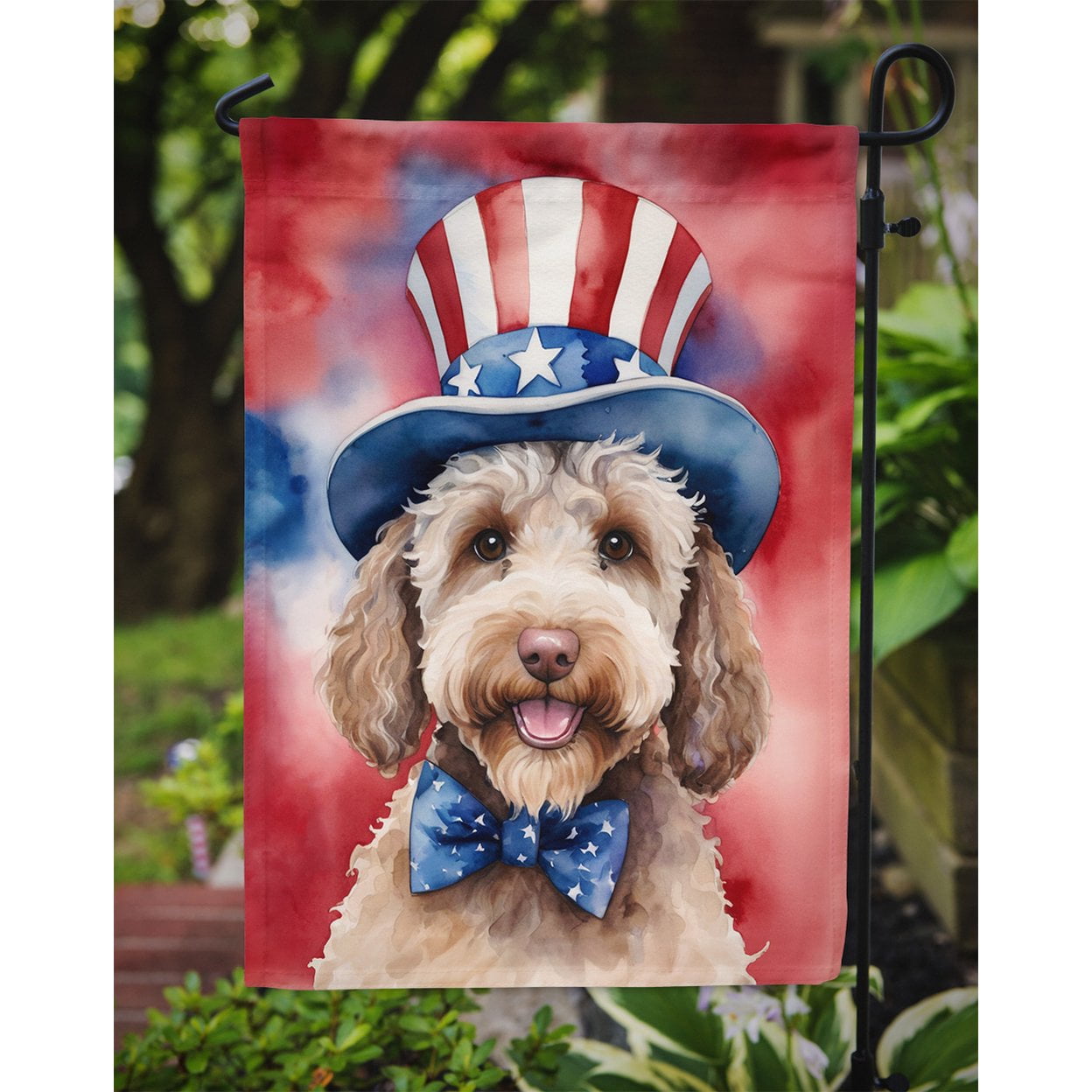Labradoodle Patriotic Garden Flag 11.25 in x 15.5 in